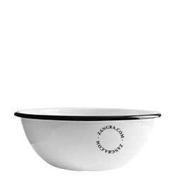 Large white enamel bowl.