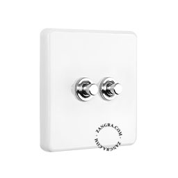 White porcelain square-shaped push-button.