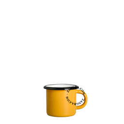Mustard yellow enamelled cup.