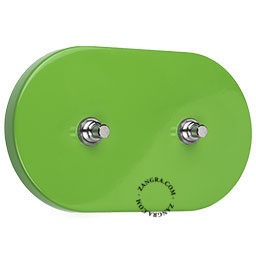 interrupteur vert avec 2 boutons-poussoirs en laiton nickele