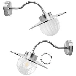 Product zilverkleurige industriële gevellamp Elda - IP54 Afbeelding
