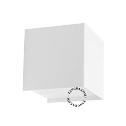 Lampe cube bidirectionnelle minimaliste blanche.