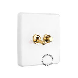 White porcelain square-shaped switch.