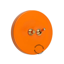 interrupteur orange double avec levier et bouton-poussoir en laiton brut