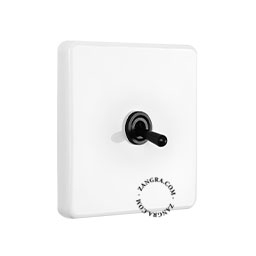White porcelain square-shaped switch.