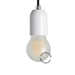 White lampholder in metal.