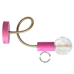 Pink wall light with flexible arm.