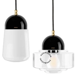 Produit black porcelain pendant light - glass shade Image