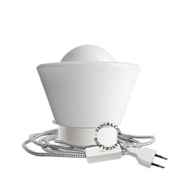 white porcelain table lamp with glass shade