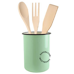 Mint green enamel utensil pot