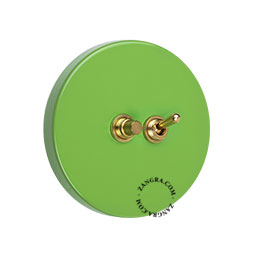 interrupteur vert va-et-vient ou simple et bouton poussoir en laiton brut