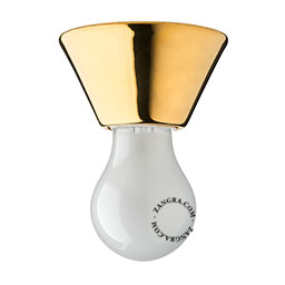 lampe en porcelaine - plafonnier plaque or 18 carats