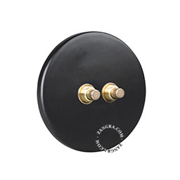 matte black porcelain switch - double brass pushbuttons
