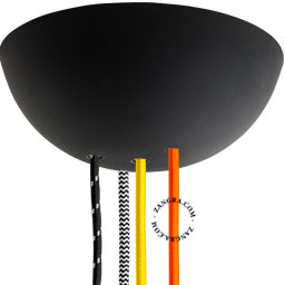Black flexible ceiling rose for 4 cables - Cable Cup.