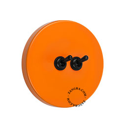 interrupteur simple ou va-et-vient orange avec 2 leviers en laiton noir
