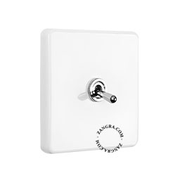 White porcelain square-shaped switch.