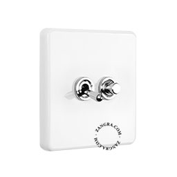 White porcelain square-shaped switch.