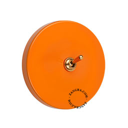 interrupteur orange avec levier en laiton brut couleur or