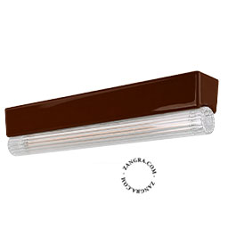 Lampe S14d aus braunem Porzellan.