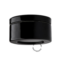 Black porcelain light for bathroom or outdoor use.