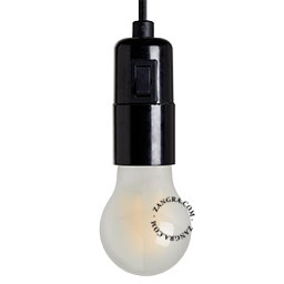 Black bakelite lampholder with switch.