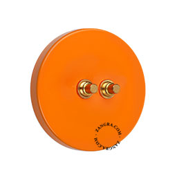 interrupteur orange avec 2 boutons-poussoirs en laiton brut
