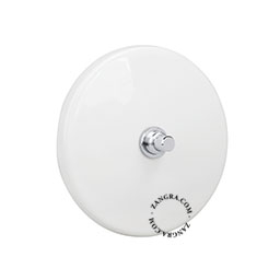 white porcelain switch - nickel-plated pushbutton