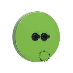 double interrupteur vert a boutons-poussoirs en laiton noir