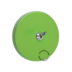interrupteur simple ou va-et-vient vert avec levier en laiton nickele
