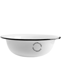 White enamel salad bowl.