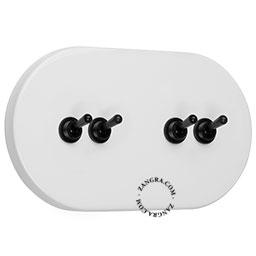 interrupteur va-et-vient ou simple blanc design avec 4 leviers en laiton noir