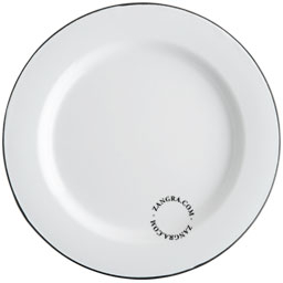 Large white enamel plate.