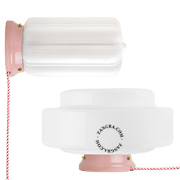 Pink Art Deco light with glass shade.