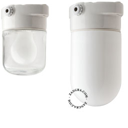 lampe blanche avec globe en verre