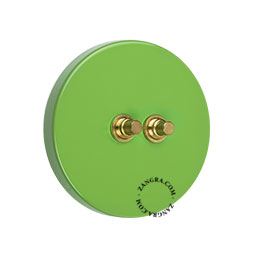 interrupteur vert avec 2 boutons-poussoirs en laiton brut
