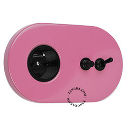 pink flush mount outlet & two-way or simple switch – black toggle & pushbutton