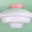 Pink porcelain Art Deco light with glass shade.