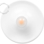 Rund hvid lampe.