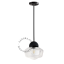 Black porcelain ceiling light with glass shade.