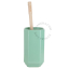 Green porcelain toilet brush holder.