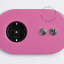enchufe rosa con interruptor simple o conmutado y pulsador - palanca y botón niquelados