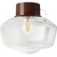 Brown retro ceiling light with glass shade.