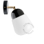 Black porcelain adjustable wall light with glass shade.