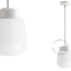White porcelain pendant light with glass shade.