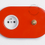 red flush mount outlet & switch – raw brass pushbutton