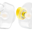 Yellow porcelain wall light with glass lampshade.