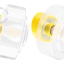 Yellow porcelain wall light with glass lampshade.