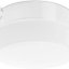 Biała okrągła porcelanowa lampa ze szklanym kloszem.