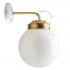 Brass retro wall light schoolhouse style with glass shade.
