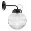 Black retro wall light schoolhouse style with glass shade.